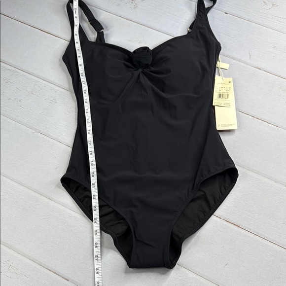 Gottex Black Rose Bud One Piece Adjustable Straps Swimsuit Size 12 - Picture 10 of 12